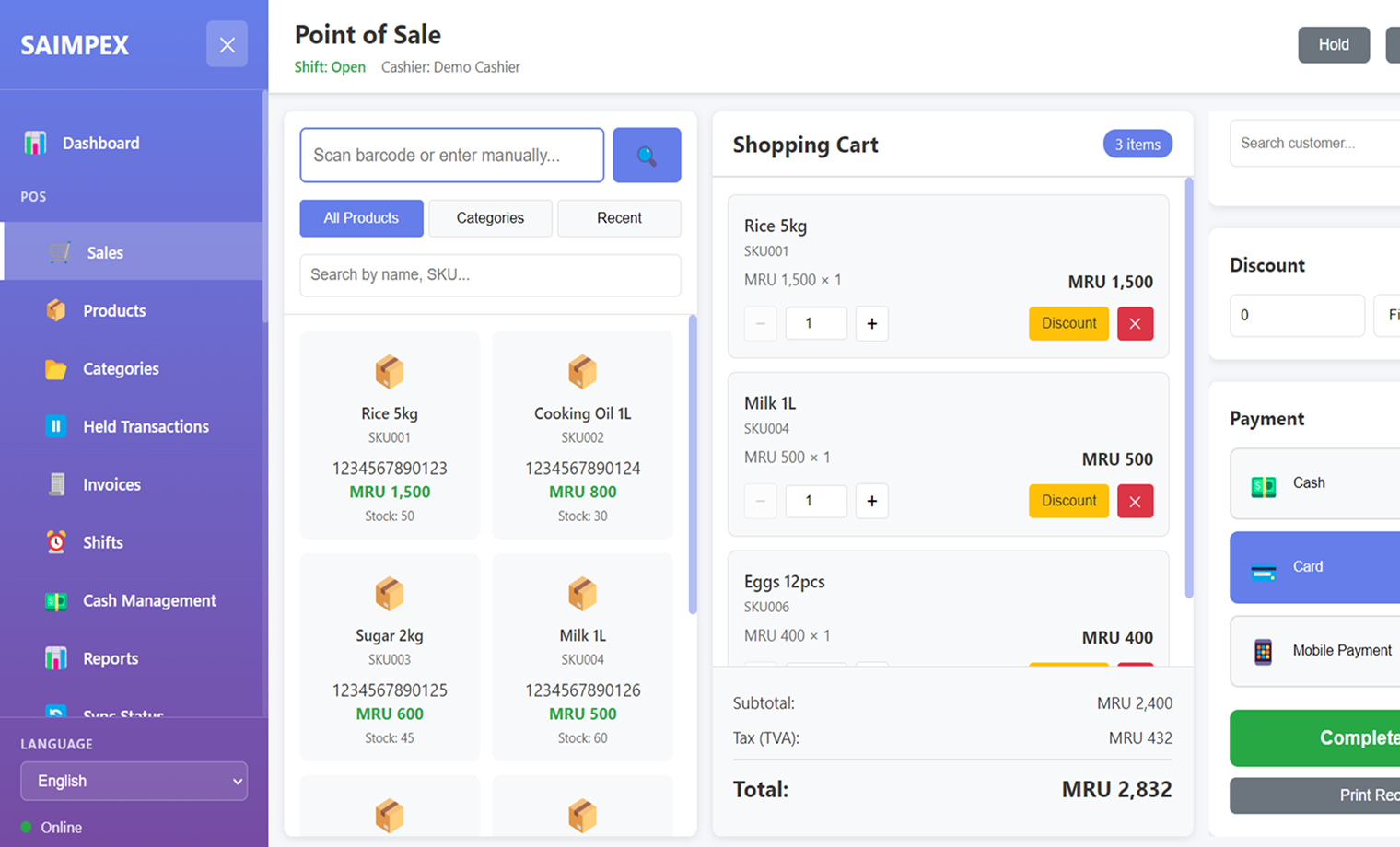 Business Management System Dashboard